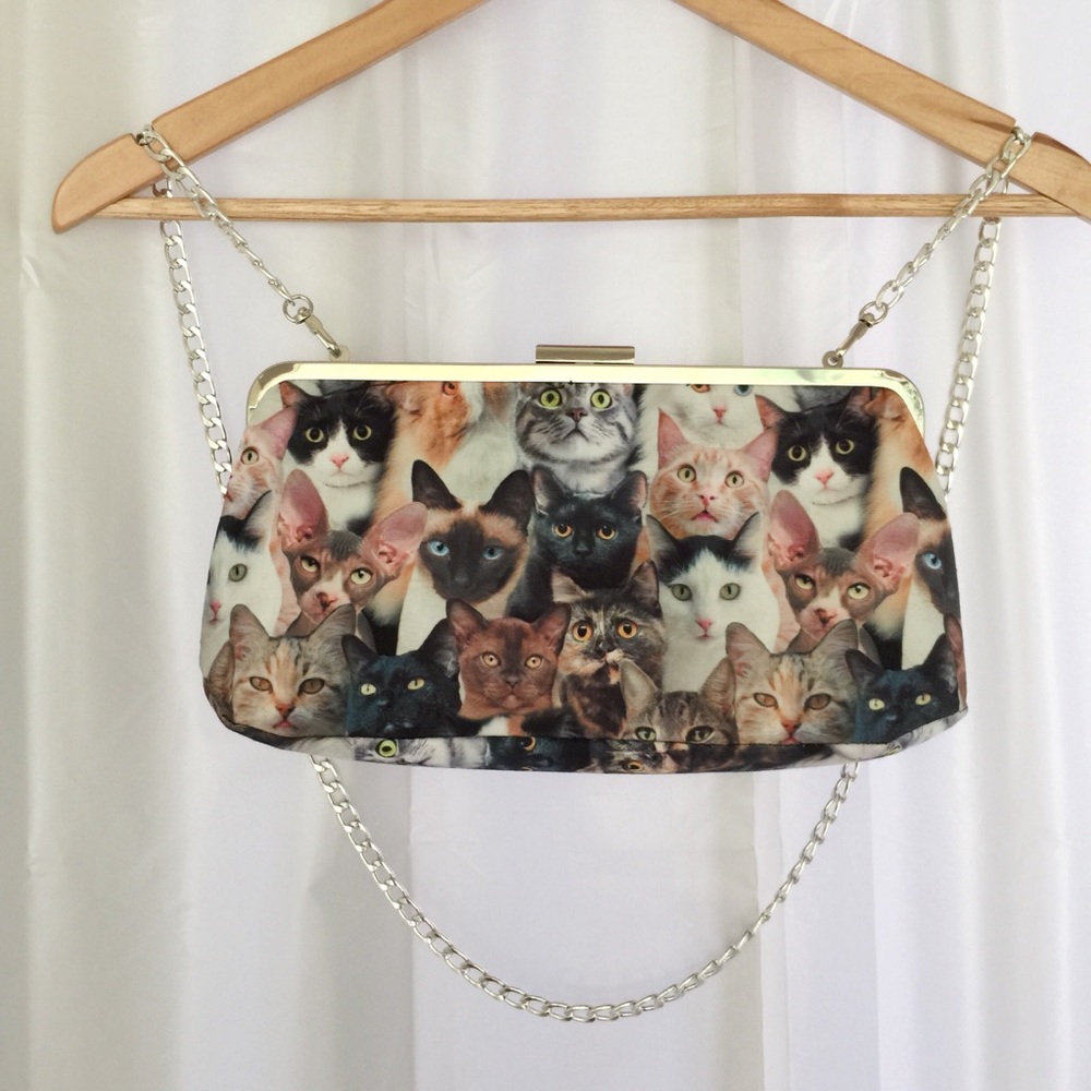 NWOT Cat Lady Box Clutch Purse